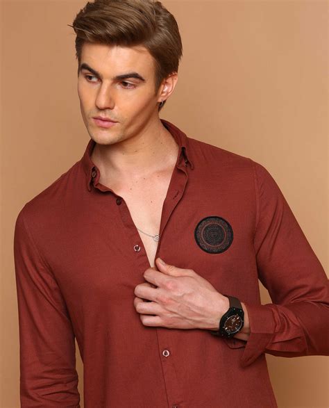 Hotsman - Men's Partywear - Luxury Woven Badge Shirt - Legacy Rust ...