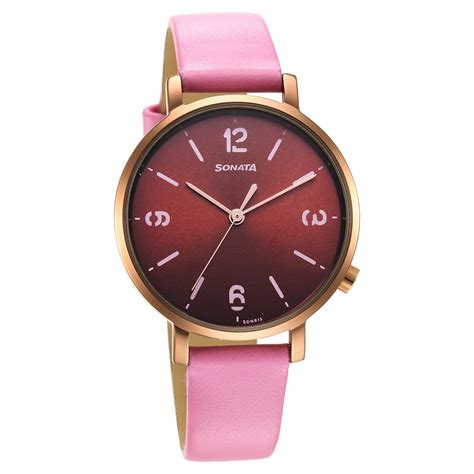 Buy Online Sonata Essentials Brown Dial Leather Strap Watch for Women ...