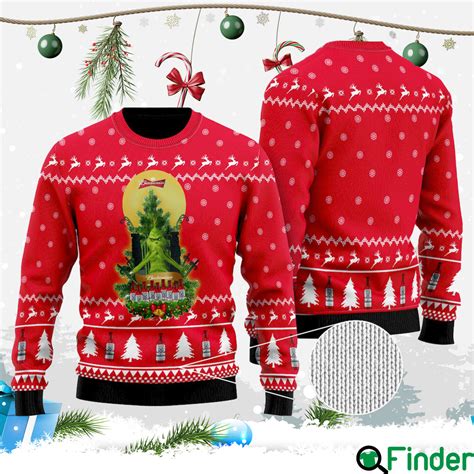 Budweiser Grinch Snow Ugly Christmas Sweater - Q-Finder Trending Design ...