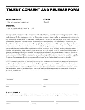 Talent Consent and Release Form - Fill and Sign Printable Template Online