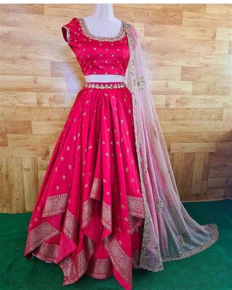 Shattering Rani Pink Color Taffeta Silk Embroidered Work Lehenga Choli ...