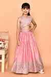 Buy Pink Blouse And Lehenga Polyester Embroidered Sequins Set For Girls ...