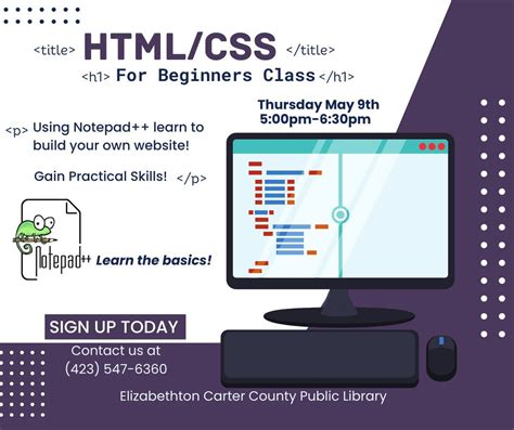 Beginner HTML/CSS Class, 201 N Sycamore St, Elizabethton, TN, United ...