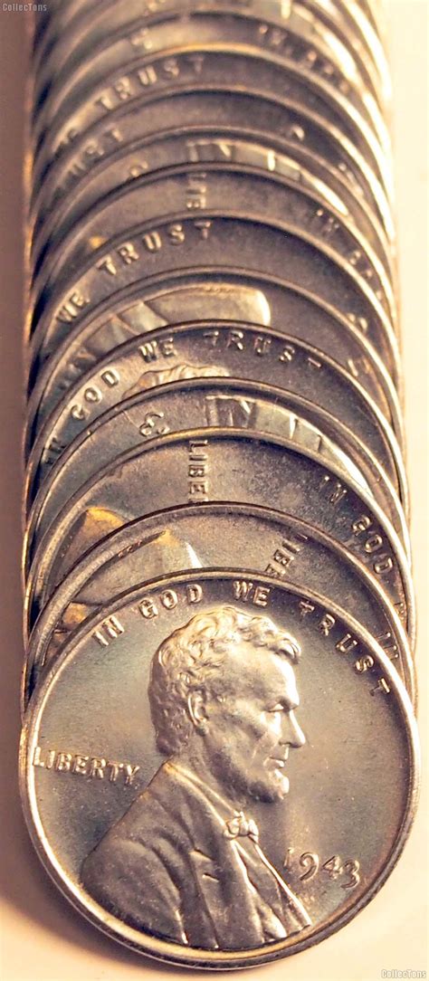 1943 Lincoln Steel Wheat Cent in Uncirculated Condition from Original Roll
