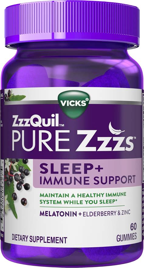 Amazon.com: Vicks, ZzzQuil Pure Zzzs Sleep + Immune Support Melatonin Sleep Aid Gummies, 26 ...