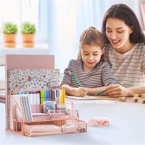 Buy Rose Gold Desk Organizer and Accessories, ARCOBIS Upgraded Large ...