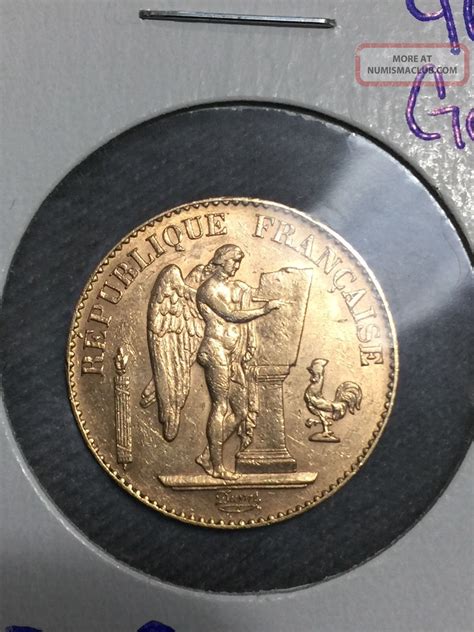 1897 Republique Francaise France Angel Rooster 20 Francs 90 Solid Gold Coin