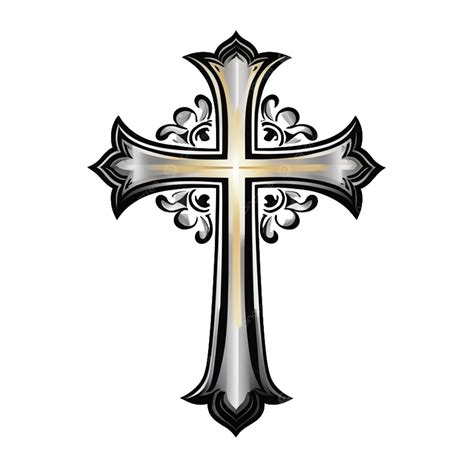 3d Cross Made Of Metal With A Decorative Design On Transparent ...