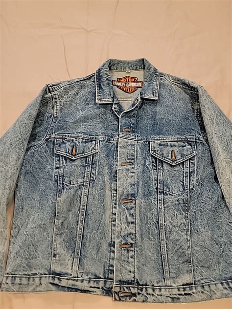 Harley Davidson Denim Jacket Eagle America Flag Motor… - Gem