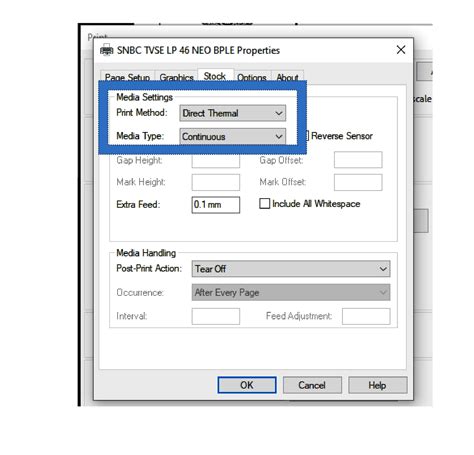 MPCM Thermal Printer Settings - TVS 46 NEO Printer