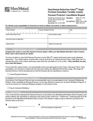 Fillable Online Fr1066 RetireEase Select Payment Protector ...