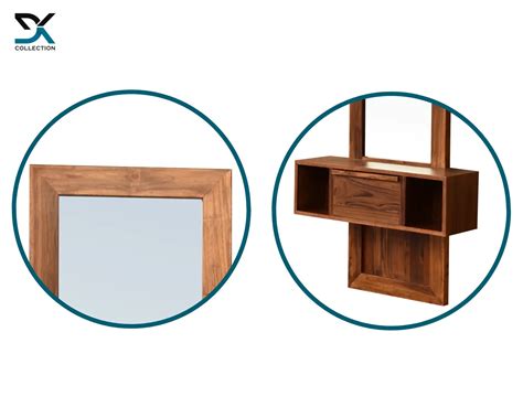 Saleno Wooden Wall Mounted Dressing Table With Drawer | Modern Mirror