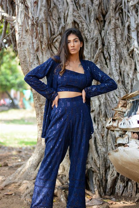 Moh The eternal dhaga- Chikankari three piece co-ord set