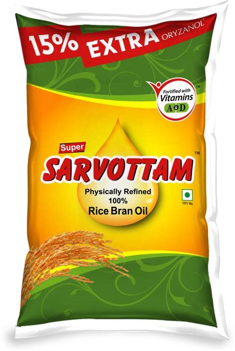 Super Sarvottam Physically refined Rice Bran Oil Pouch Price in India ...