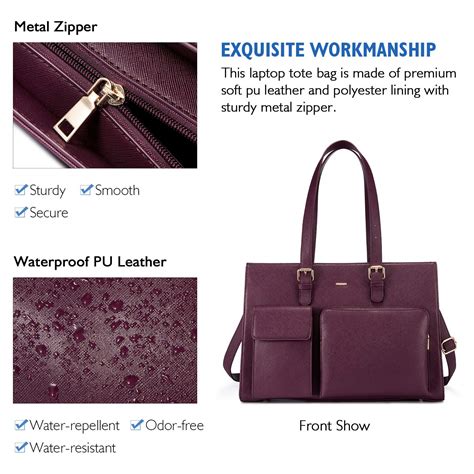 Laptop Bag for Women 15.6 Inch Waterproof Leather Computer Bag Women ...