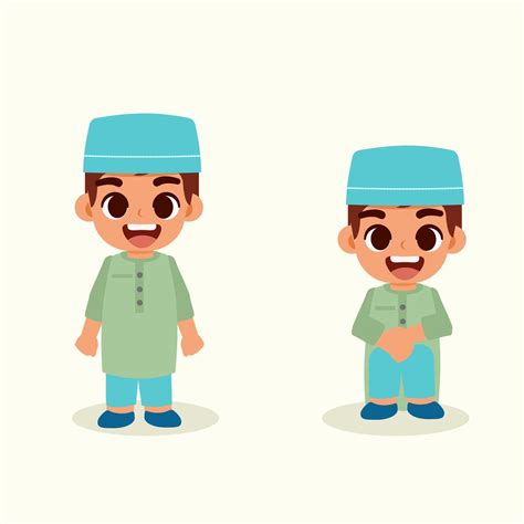 Flat illustration couple muslim childreen sit and down 54524419 Vector ...