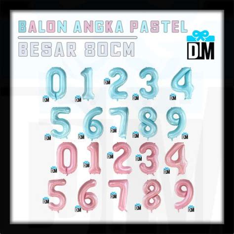 Jual Balon Angka Pastel 80 cm 32" inch BESAR Baloons Jelly Number Foil ...