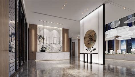 新中式售楼部效果图 - 效果图交流区-建E室内设计网