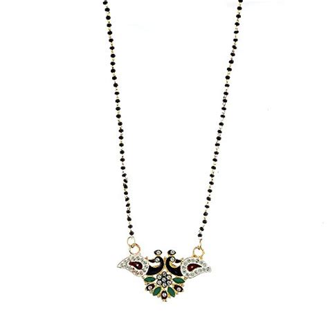 ZENEME Mangalsutra Gold Plated American Diamond Designer Red-Blue ...