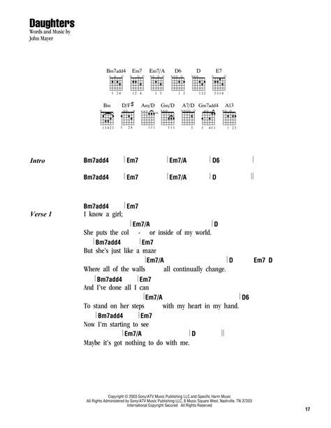 Daughters by John Mayer - Guitar Chords/Lyrics - Guitar Instructor