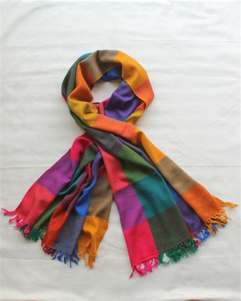 Multi-colour Block Woven Stole – Tantuk Himalaya Pragati Samiti.