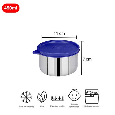 PddFalcon Stainless Steel Airtight Dura Container White, 450ml