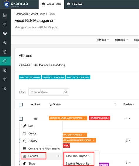 Graphical Reports | Eramba learning portal