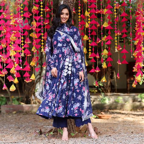 Akasa Blue & Pink Floral Georgette Set – Kameez.co