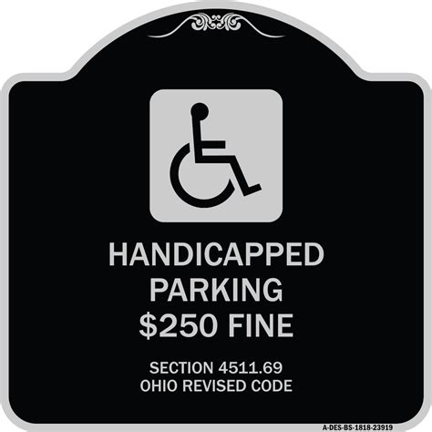 SignMission Designer Series Sign - Handicapped Parking $250 Fine ...