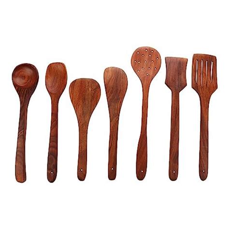 Buy INSPIRA HOME Natural Wooden Spoon Set for Cooking Includes Frying ...