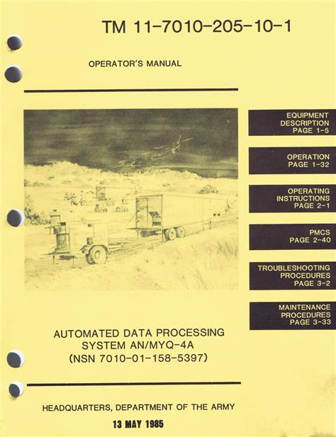 U.S. Army, Technical Manual, TM 11-7010-205-10-1, OPERATOR