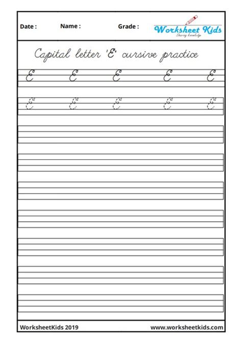Capital Cursive Writing: Free A-Z Letters Practice for 5th Grade