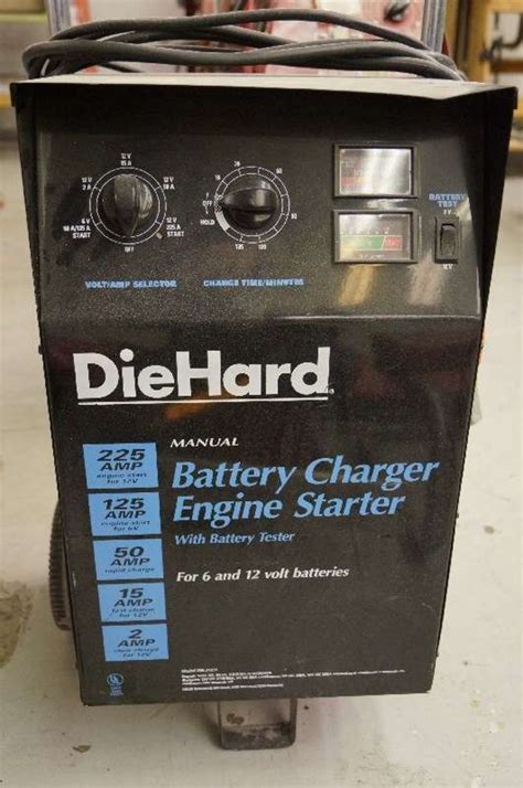 DieHard Battery Charger/Engine Starter Manual with Battery Tester for 6v & 12v Batteries. 225 Amp