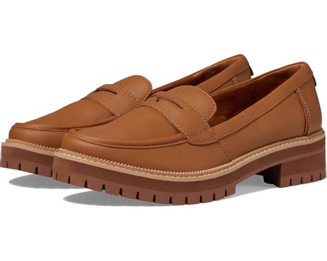 Toms Women's Shoes Cara Casual Leather Slip-on Flat Lug Loafers ...