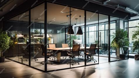 Premium Photo | Modern Meeting Space Conference Room with Glass Walls in Office