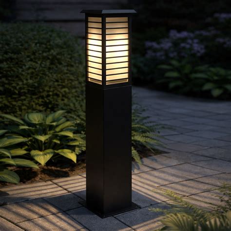 HDC Black Finish Modern Outdoor Metal Bollard Gate Light for Garden