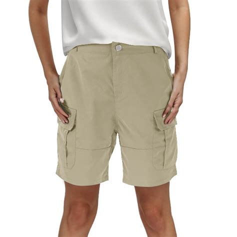 Hpapadks Plus Size Womens Shorts Shorts Solid Color Pocket Cargo High ...