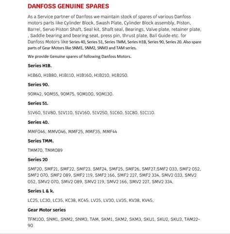 Danfoss Hydraulic motor spare parts | United Hydraulic Control