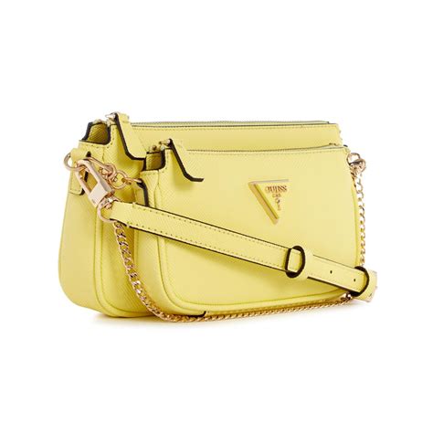 Buy Guess Women'S Solid Yellow Polyurethane Noelle Dbl Pouch Crossbody ...
