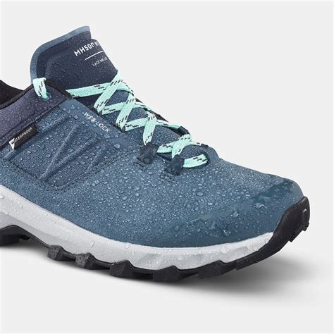 Women's Waterproof Hiking Shoes - MH 500 - Asphalt blue, Hurricane blue ...