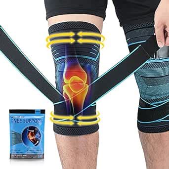 Beister 1 Pair Knee Compression Sleeves with Adjustable Straps for Men ...