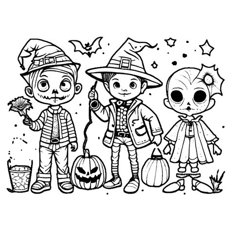 Halloween Trick Or Treaters Coloring Pages [2025]