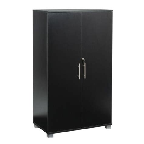 Lockable Black Wooden Storage Cabinet with 2 Doors India | Ubuy