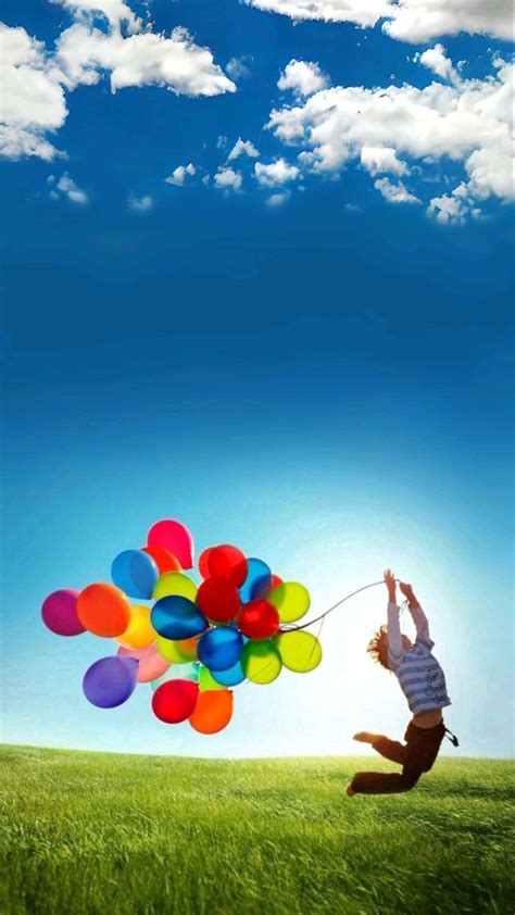 blue sky, a kid with balloons, bright sky, wallpaper, old wallpaper ...
