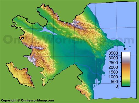 Physical map of Azerbaijan - Ontheworldmap.com