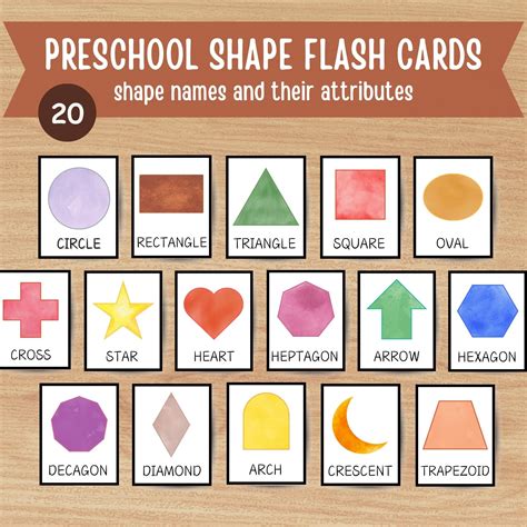 20 Shape Flash Cards,Shapes Vocabulary, Montessori Cards, Geometric ...