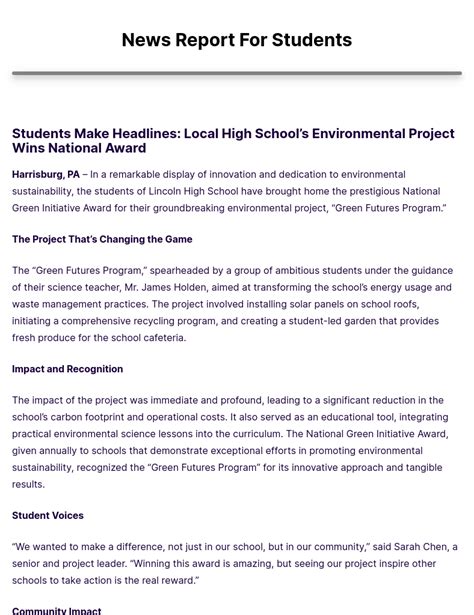 Image result for News Examples for Students