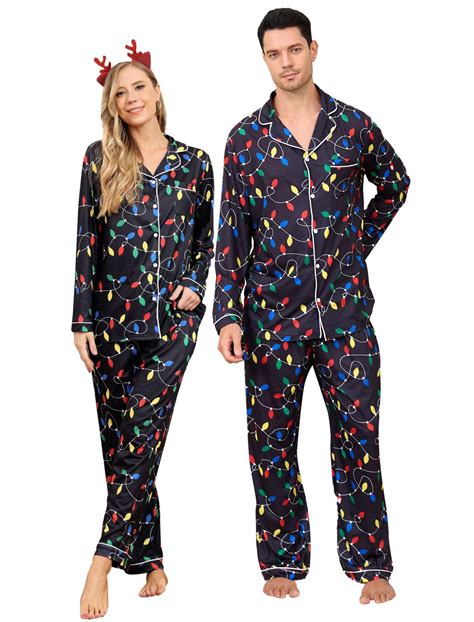 RAISEVERN Couples Christmas Matching Pajamas 2 Piece Women Men Xmas Pjs ...