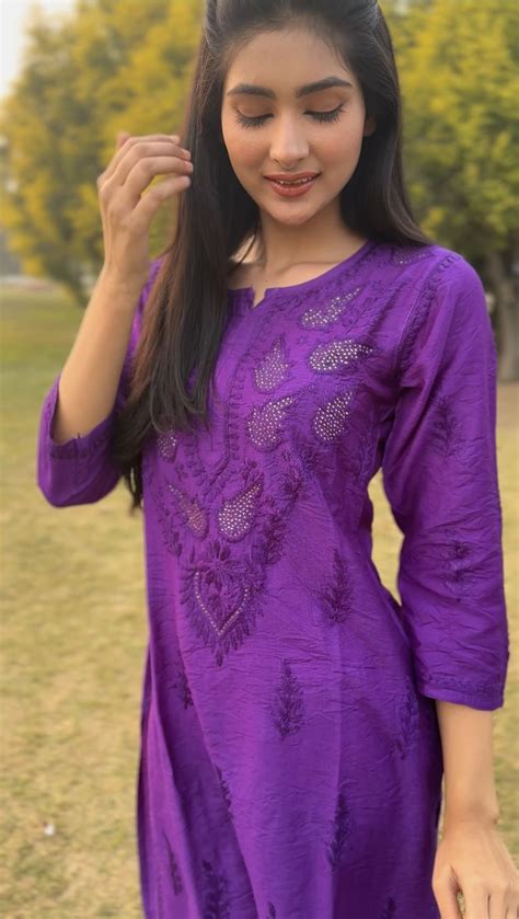 Premium Chanderi With Authentic Lucknowi Chikankari & Mukaish Work Sui ...