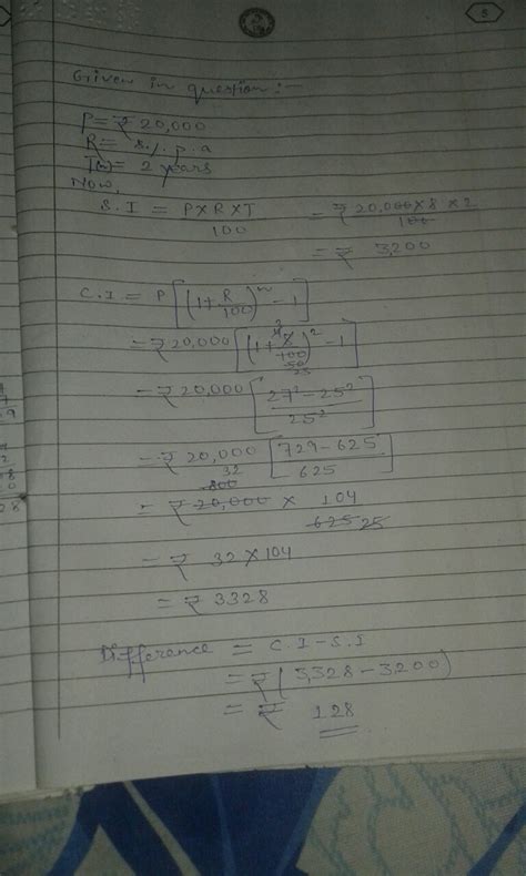 find the difference between simple interest and compound interest on ...